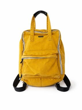 KOLO Juno Daypack Mustard Waxed Canvas Backpack Laptop Organic Cotton